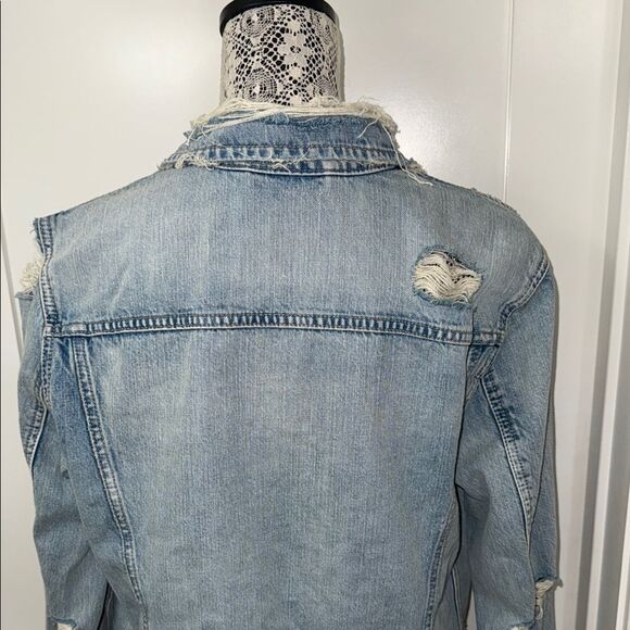 Garage Coupe Oversized Boyfriend Fit Women's Denim Jacket Distressed Size M - Picture 8 of 10